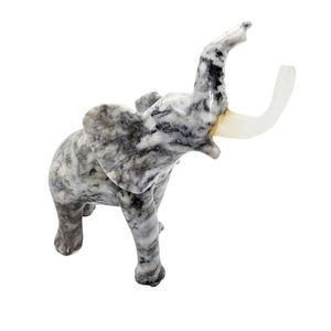 Vtg Polished Marble Elephant Sculpture/Figurine Hand Carved